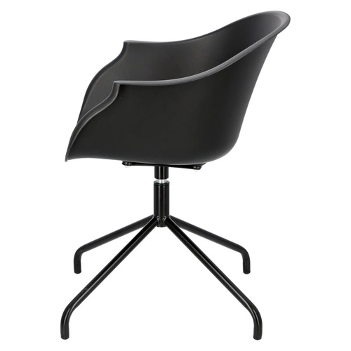 Krzesło konferencyjne obrotowe Roundy Black Intesi czarne nowoczesne z podłokietnikami