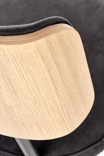 Krzesło Zefir Intesi drewniane tapicerowane do jadalni nowoczesne dąb czarne skandynawskie