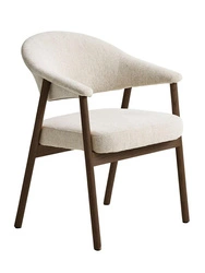 Krzesło tapicerowane Klen beżowe dębowe z podłokietnikami do jadalni i salonu skandynawskie