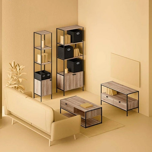 Regał na książki Aliaj industrialny metalowy z szafką i półkami do salonu 176 cm 5five