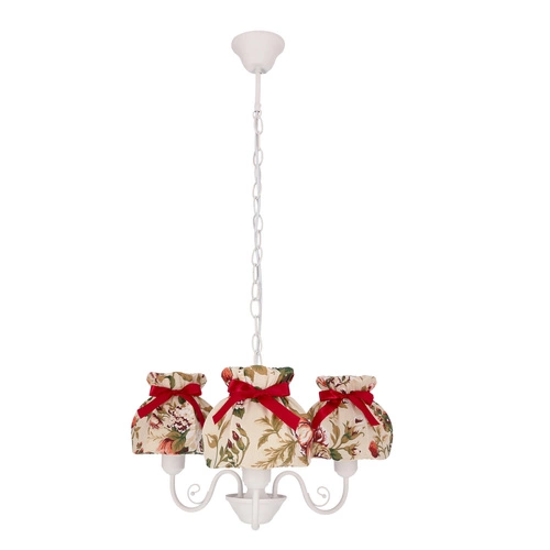 Lampa wisząca ROZANO biały 3x40W E27  abażur kwiatowy