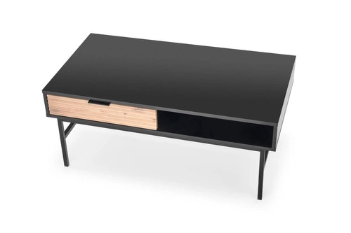 Stolik kawowy prostokątny Nihala 110x60 cm loftowy czarny z półką do salonu Intesi