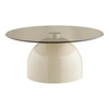 Stolik kawowy Ravello okrągły szklany nowoczesny szaro‑beżowy 70 cm