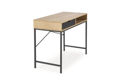 Biurko do pracy Bocka nowoczesne loftowe z szufladą i półką naturalny/czarny 95 cm