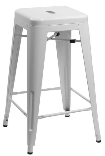 Hoker metalowy Paris 66 cm biały bez oparcia industrialny do wyspy kuchennej D2.DESIGN