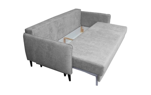 Sofa rozkładana 3 osobowa Lika z funkcją spania do salonu sztruksowa szara z pojemnikiem