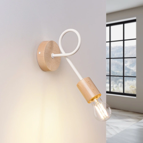 Kinkiet ścienny biały drewniany nowoczesny do salonu i sypialni EMBER Sollux Lighting