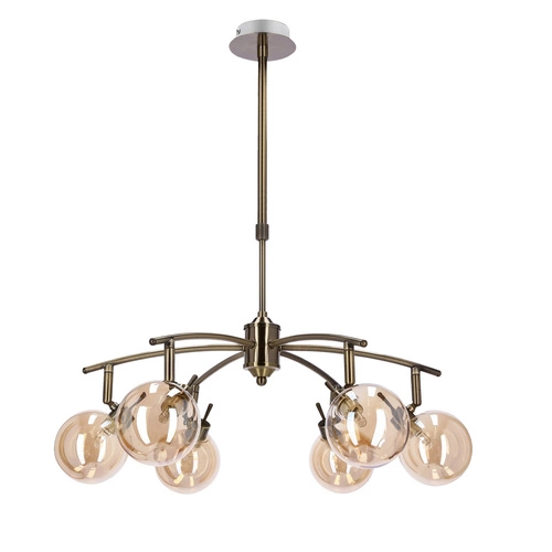 Lampa wisząca Lentini nowoczesna złota 6-punktowa do salonu i sypialni szklana