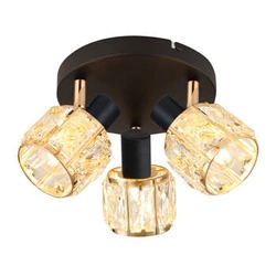 Lampa sufitowa Dubai plafon czarny 3x40W E14 klosz różowy złoty kryszt transp