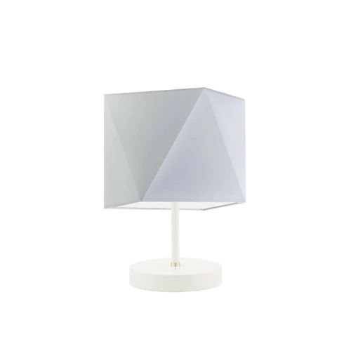 Lampka nocna PASADENA nowoczesna z jasnoszarym abażurem na biały stelaż do sypialni