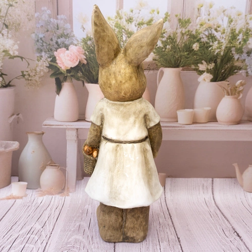 Intesi figurka wielkanocna zając w sukience 55cm stojąca dekoracja do salonu i jadalni
