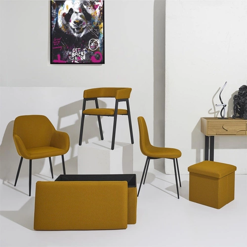 Krzesło tapicerowane Lavia Intesi żółte z podłokietnikami do jadalni i salonu nowoczesne