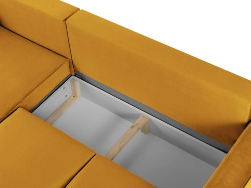 Narożnik z funkcją spania Cartadera Yellow Velvet Lewostronna kolor nóg złoty
