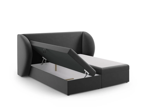 Łóżko tapicerowane Miley szare 140x200 z pojemnikiem nowoczesne do sypialni