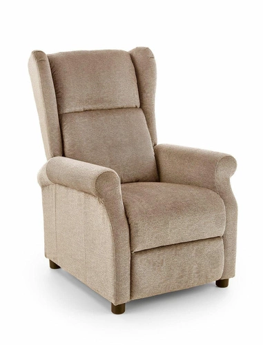 Fotel rozkładany masujący Nagu welurowy beżowy do salonu glamour relax Intesi