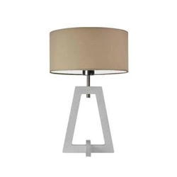Lampka nocna Clio beżowa z abażurem glamour drewniana do sypialni i salonu LYSNE