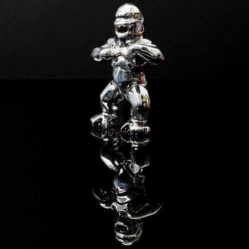 Figurka dekoracyjna goryl srebrny mini Intesi nowoczesna na komodę do salonu 10 cm