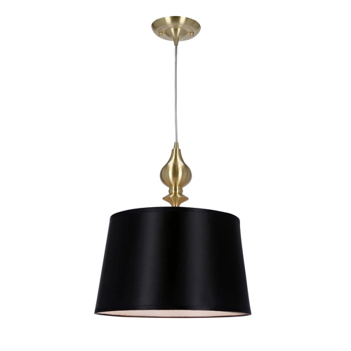 Lampa wisząca Prima gold złoty satynowy 1x60W E27 abażur czarny