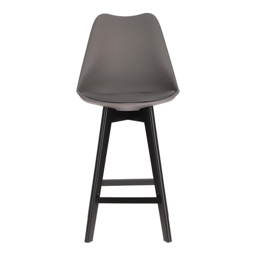 Hoker z oparciem Norden Intesi szary 65 cm nowoczesny do kuchni i wyspy na czarnych nogach