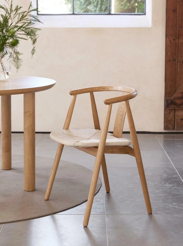 Krzesło drewniane Relate do jadalni z podłokietnikami dąb boho