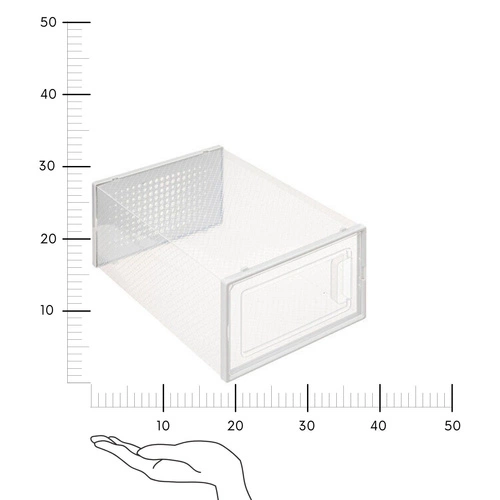 Stojak na buty Stak 5five simply smart transparentny, sztaplowany zestaw pudełek z wentylacją