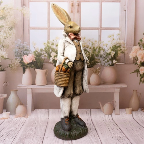 Intesi Figurka wielkanocna zając we fraku 80 cm dekoracja świąteczna na komodę lub do salonu