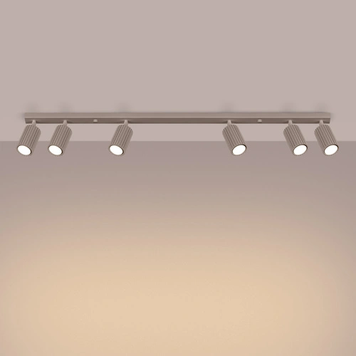 Plafon sufitowy KARBON 6L nowoczesny beżowy aluminiowy do salonu i kuchni regulowany