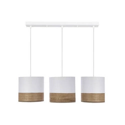 Lampa wisząca Bianco biały 3x40W E27 abażur biały+orzechowy