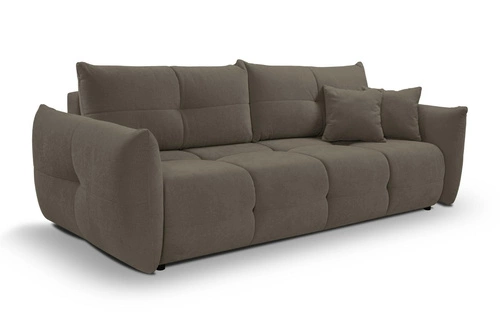 Sofa rozkładana Bode 3 osobowa z pojemnikiem do salonu brązowo-szara nowoczesna