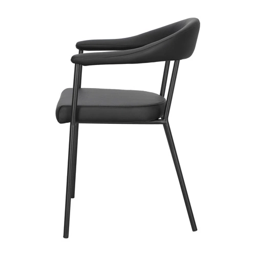 Krzesło tapicerowane Ava Actona do jadalni i salonu czarne ekoskóra z podłokietnikami industrialne