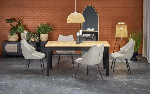 Stół rozkładany do jadalni Manavi 240 cm naturalny dąb czarne nogi nowoczesny Intesi