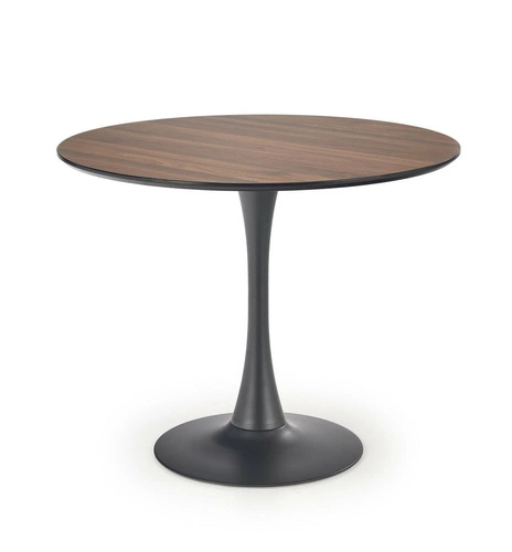 Stół okrągły do jadalni Malta 90 cm nowoczesny orzech na czarnej nodze Intesi