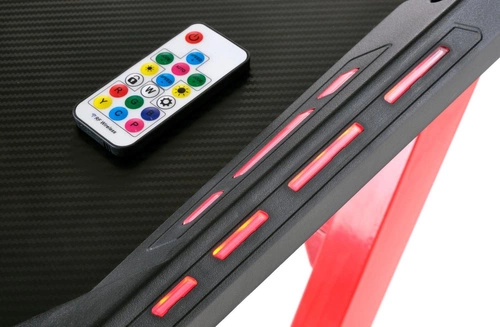 Biurko gamingowe Intesi Gamer czarne z czerwonym LED nowoczesne do pracy 122x60 cm