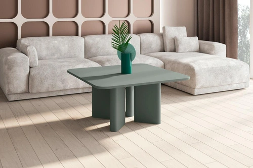 Stolik kawowy Caswell 80x80 beżowy kwadratowy nowoczesny do salonu