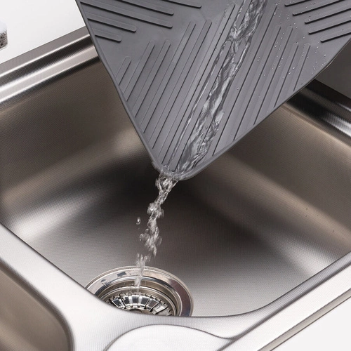 5five simply smart czarna mata ociekacz do naczyń TPE z rowkami na blat kuchenny 40x30 cm