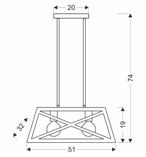 Lampa wisząca Origami czarny 2x40W E27  klosz czarny