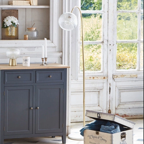 Laye lampa podłogowa łukowa złota z białym marmurem do salonu i czytania Atmosphera