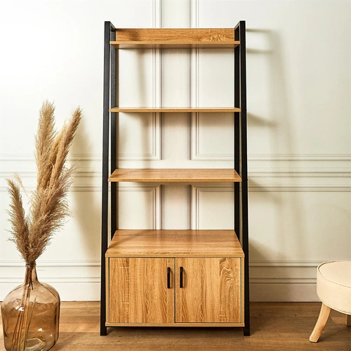 Regał na książki loftowy Police metalowy z szafkami i półkami do salonu i biura 160 cm Intesi