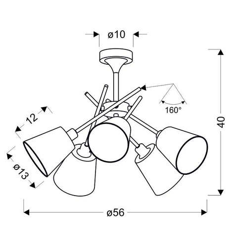 Lampa wisząca Vox chrom 5-punktowa nowoczesna do salonu i sypialni z abażurami