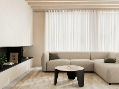 Stolik kawowy Altea okrągły trawertyn 80 cm nowoczesny do salonu