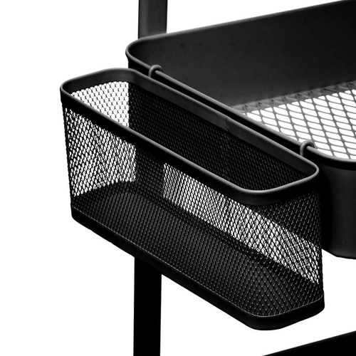 Perfo czarny metalowy wózek kuchenny na kółkach z trzema półkami do nowoczesnej kuchni 5five