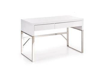 Biurko białe z szufladami Galax Intesi nowoczesne do pracy 120x60 cm wysoki połysk chrom