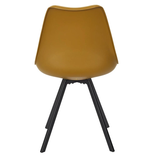Krzesło tapicerowane Atom żółte Intesi do jadalni i salonu nowoczesne na metalowych nogach