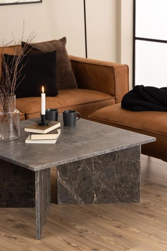 Stolik kawowy marmurowy kwadratowy Vega 90x90 cm brązowy nowoczesny do salonu Actona