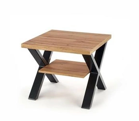 Stolik kawowy Venom S kwadratowy dębowy z półką nowoczesny loft do salonu Intesi 65x65 cm