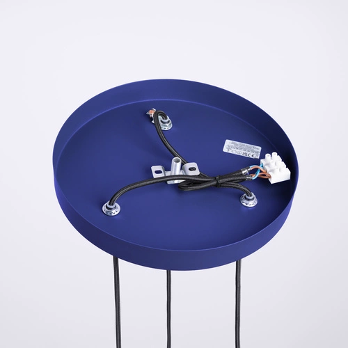 Nowoczesna lampa wisząca HALO 3P ultramaryna szklana do salonu i kuchni 3-punktowa