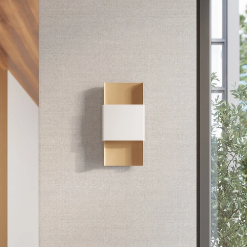 Nowoczesny kinkiet ścienny DURLIN złoty i biały SOLLUX LIGHTING do salonu i sypialni 40 cm