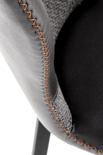 Krzesło tapicerowane Josephin szare do jadalni i salonu nowoczesne z czarnymi nogami Intesi