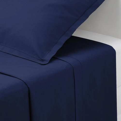 Prześcieradło bawełniane niebieskie Atmosphera 240x290 cm do sypialni na duże łóżko