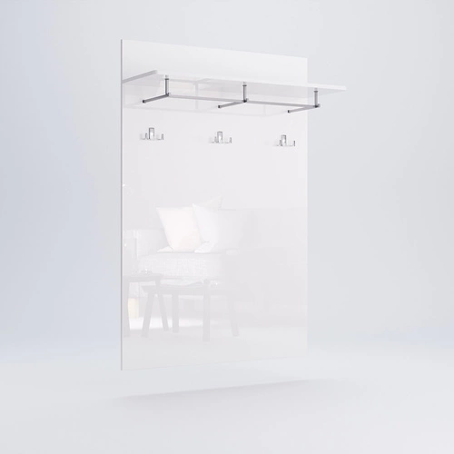 Wieszak ścienny Bella biały połysk nowoczesny z półkami do przedpokoju Intesi